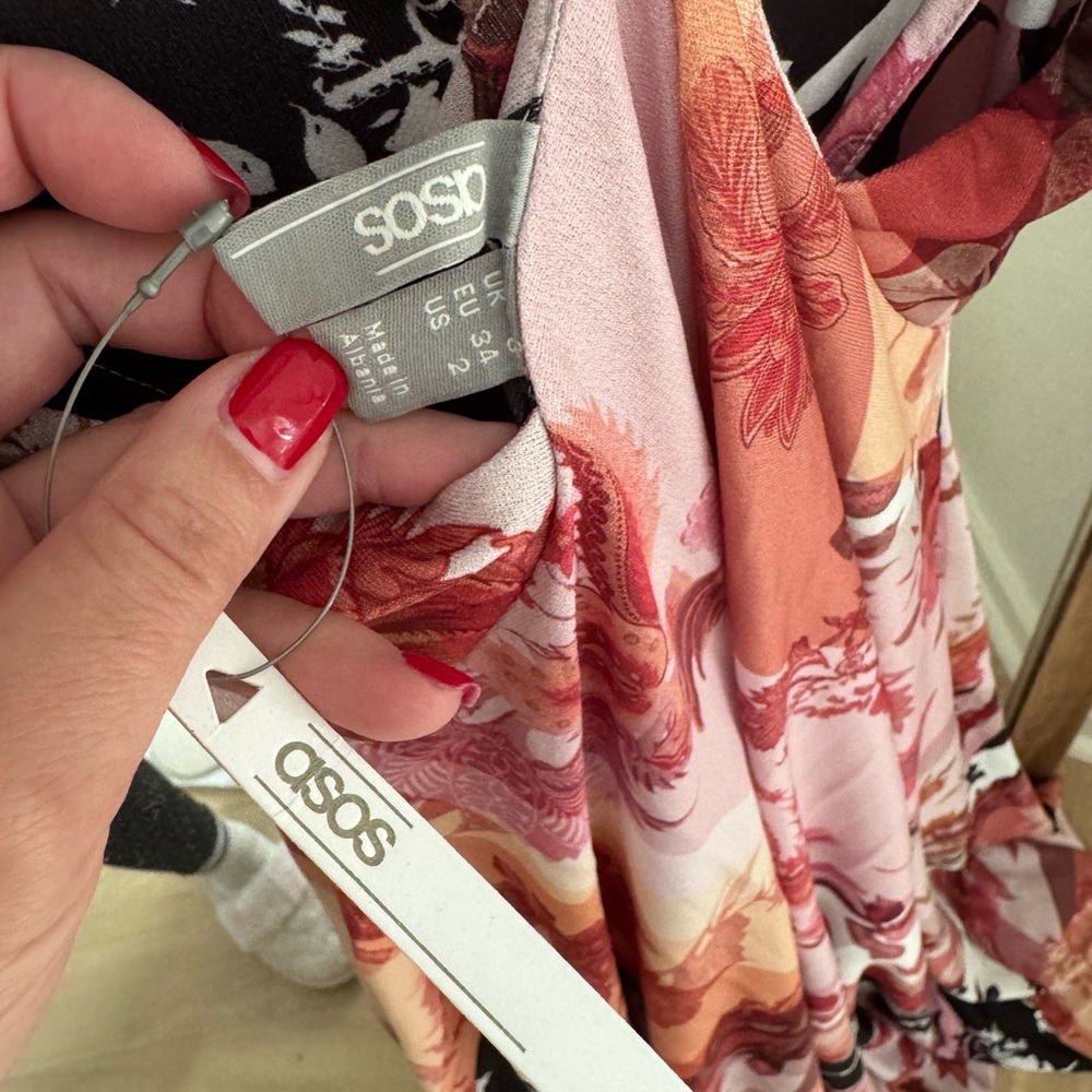 ASOS Pink and Black Floral & Paisley Maxi Dress. - Picture 3 of 4